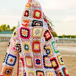 SAACHI Multicolor Crochet Hooded Jacket